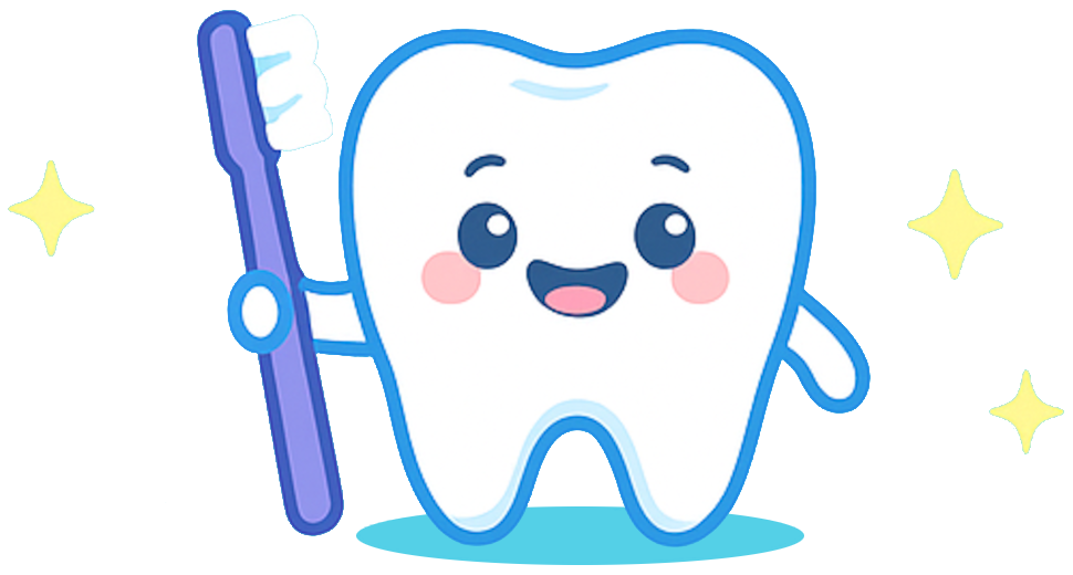 Happy tooth with toothbrush